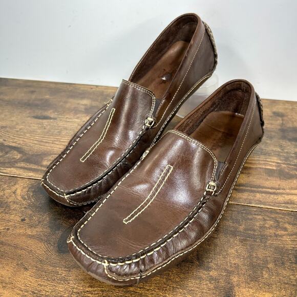 Clarks Driving Loafer Brown Mansell SlipOn Casual Shoes Mocs Mens Sz 10 M Preppy - Picture 2 of 7